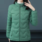 Women Winter Down-filled Coat Solid Color Slim Short Wadded Jacket Large Size Stand Collar Zipper Cotton Coats