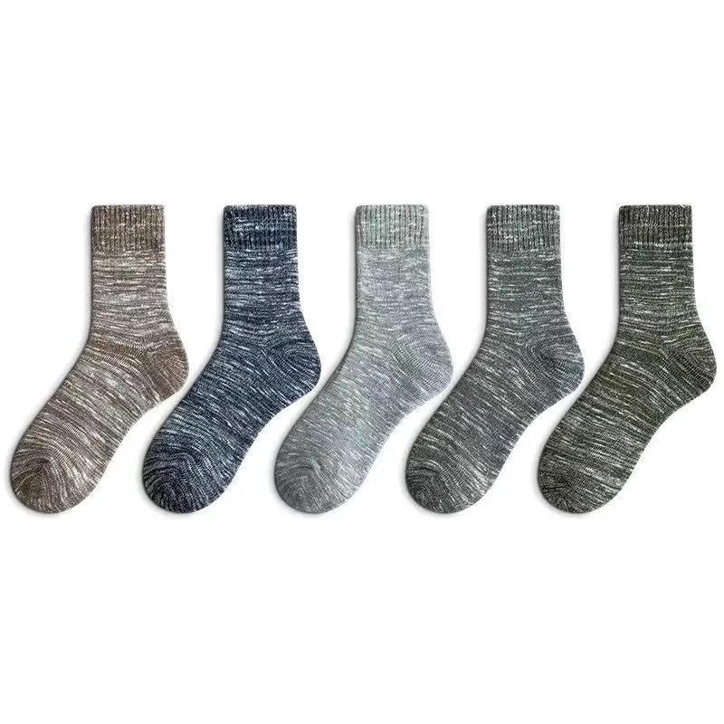 Thicken Tube Socks Men's Fashion Printing Plus Velvet Towel Socks Warm Winter Deodorant Cotton Socks