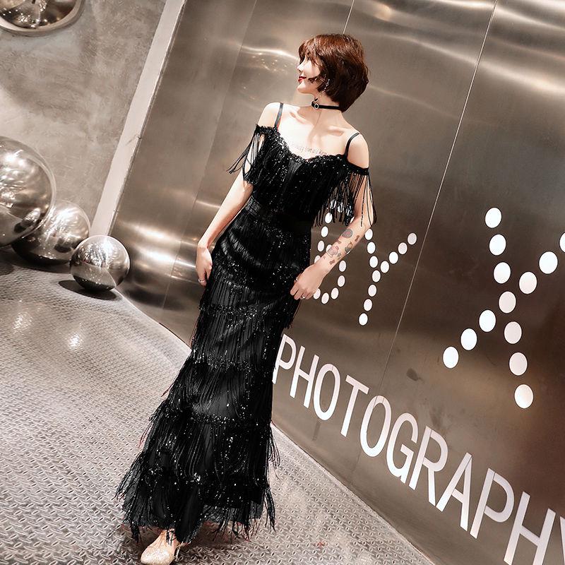 Women Vintage Dress Sequin Dresses Floor length Lace Party  Fishtail Dress Formal Cocktail Prom