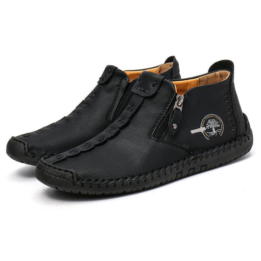 High Quality Genuine Leather Men Boots Fashion Zipper Shoes Leather Men Ankle Boots Plus Size