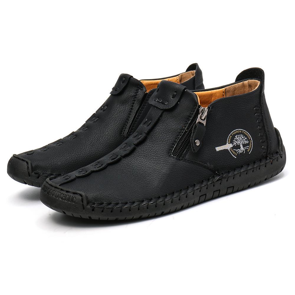 High Quality Genuine Leather Men Boots Fashion Zipper Shoes Leather Men Ankle Boots Plus Size