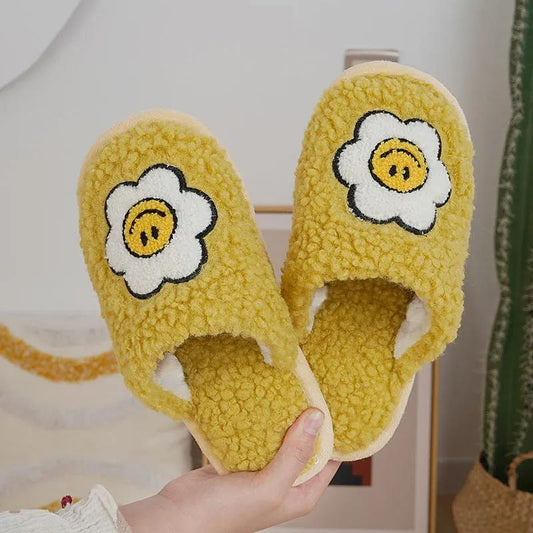 Cotton Slippers Women Cute Cartoon Winter Plush Non-slip Warm Cotton Shoes