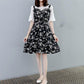 Bohemian Floral  Dress Plus Size Women Summer Slim Flare Sleeve Dress Midi Dress Fake Two-piece Dress