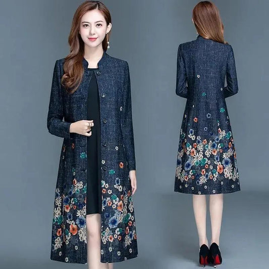 Windbreaker Women's Mid-length Korean Version of The Spring Loose Large Size Was Thin and Thin Spring and Autumn Jacket