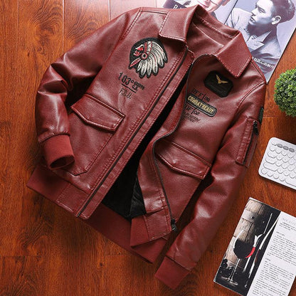 Winter Leather Men's Stand-up Collar Men's Jacket Winter Clothing Simulation Leather Jacket Men's Korean Style Trend Loose Plus Velvet Thickening