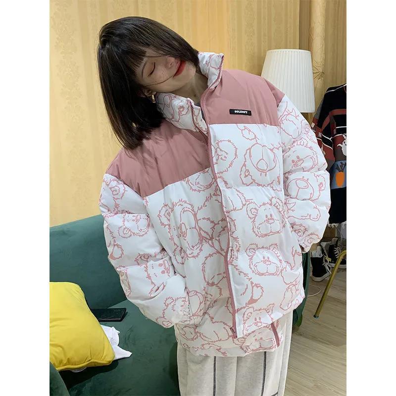 Winter Women's Down Jacket Korean Style Loose Short Jacket Thickened Warmth Stand-collar Couple Jacket