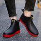 Fashion Non-slip Short-tube Rain Boots Men's Water Shoes Plus Velvet Rain Boots Flat Kitchen Work Rubber Shoes Thick-soled Low-top Water Boots