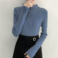 Fall/winter Core-spun Yarn Knitted Sweater Solid Color Zipper Slim Top Women