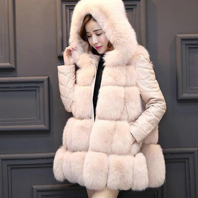 Haining Fashion Women's Fur Coat Mid-length Stitching Fox Fur Women's Clothing