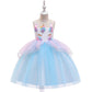 Kids Unicorn Dress for Girls Flower Appliques Ball Gown Little Girl Princess Dresses Elegant Party Costumes Children Clothing