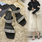 Fashion Bling Crystal Women Sandals Sexy Open Toe Zip Thin High Heel Rhinestone Stripper Shoes Summer Black Pumps