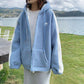 Winter Ladies Polar Fleece Jacket Fashion Korean Thick Embroidered Hooded Zipper Jacket Suitable for Young Women
