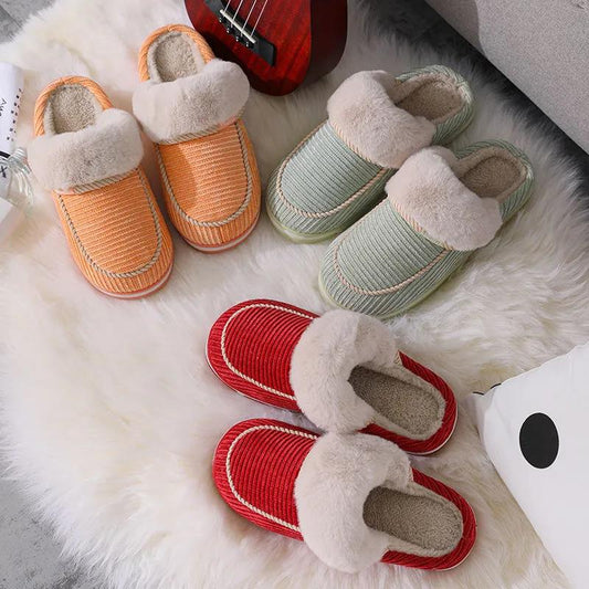 Autumn and Winter Plus Velvet Cotton Slippers Indoor Non-slip Plush Shoes Fashion Casual Trendy Soft Shoes