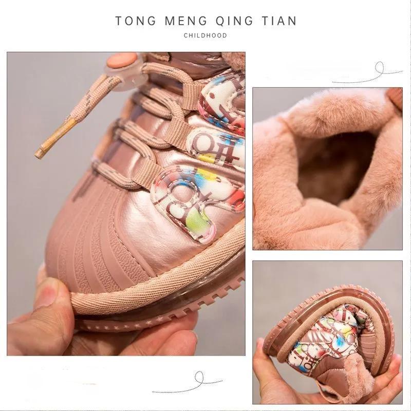Girls' Snow Boots Autumn and Winter New Children's Non Slip Cotton Shoes Plush Warm and Fashionable Little Girls' Foreign Style Short Boots
