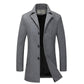Men's Autumn and Winter Thick Woolen Coat Mid-length Slim Business Coat Winter Single-breasted Wool Trench Coat Solid Casual Suit Collar Warm Outfit