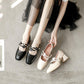 French Girl Single Shoes Small High Heels Thick Heels Retro  Gentle Mid-heel All-match