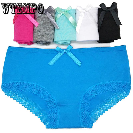 WTEMPO 6 Pcs/Lot Sexy Panties Women High Quality Cotton Fashion Floral Lace Intimates Line Underwear