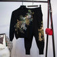 Women's Casual Sports Suit Two-piece Pants Spring and Autumn Embroidery Sequins Velvet Plus Size