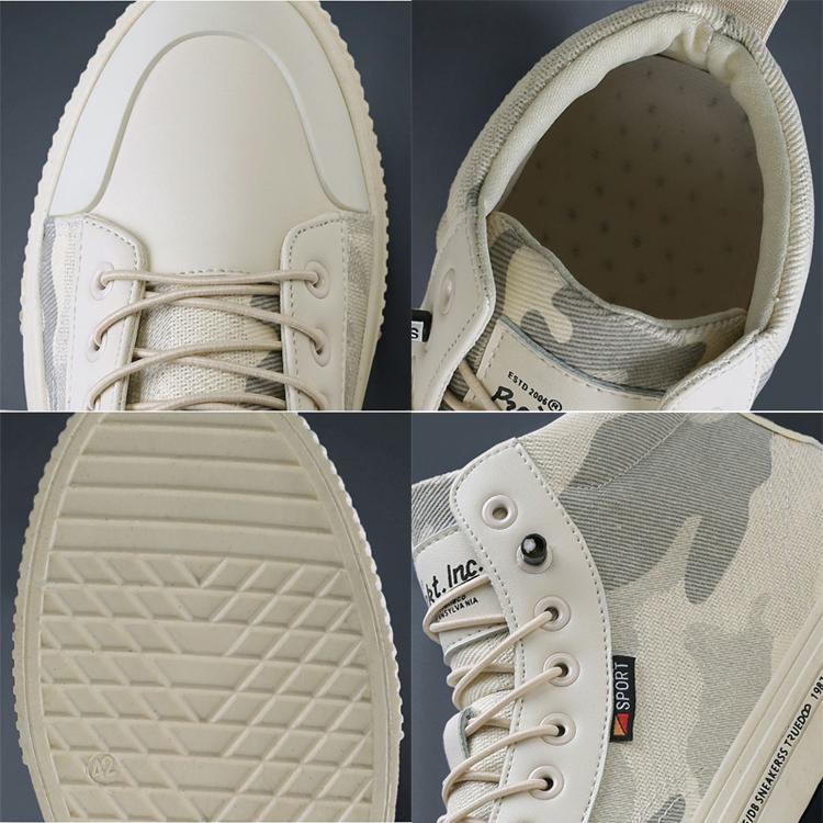 Spring Men's High-top Canvas Shoes Korean Fashion Camouflage Vulcanized Shoes Round Toe Trend Tie Sneaker Rubber Men Boots