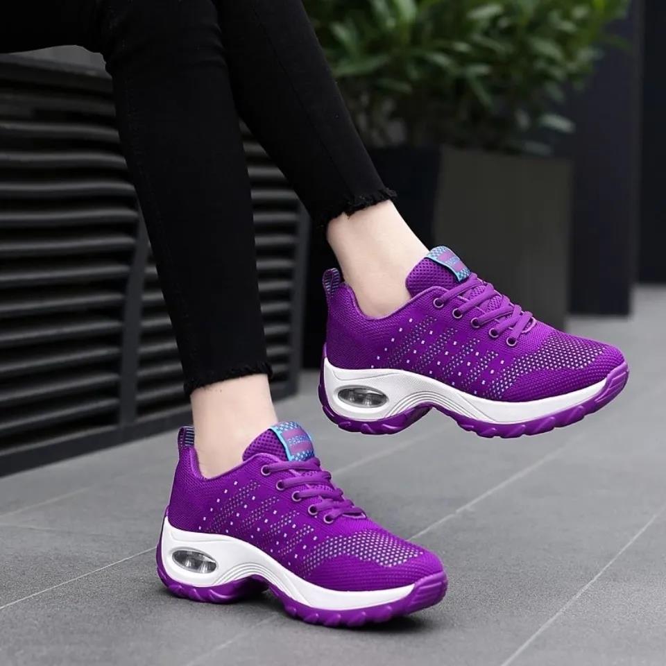 Women Sneakers Mesh Running Shoes Ladies Walking Dancing Sport Shoes Outdoor Air Cushion Breathable Footwear Lace Up Sneakers