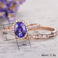 Haute Bijouterie Vintage Oval Purple Zircon Ring Charms Rose Gold Double-layer Rings Set  Women Proposal Ring