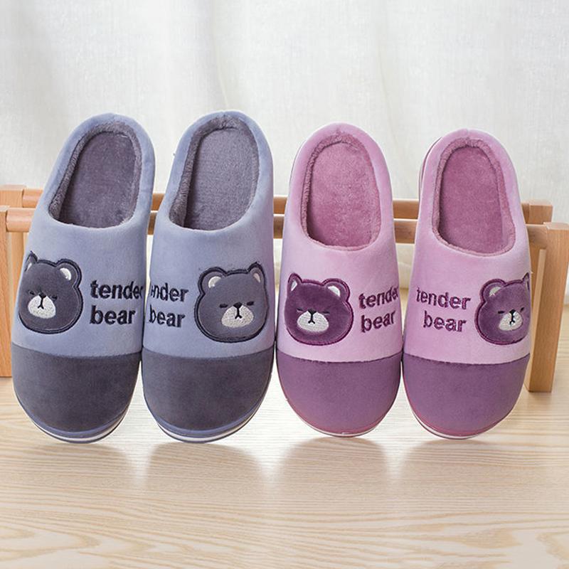 Household Couple Slippers Warm Thick Plush Slippers Winter Unisex Indoor Cotton Slippers
