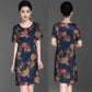 Women's Summer Plus Size Loose Long Dress Print Slim Skirt Mother Dress
