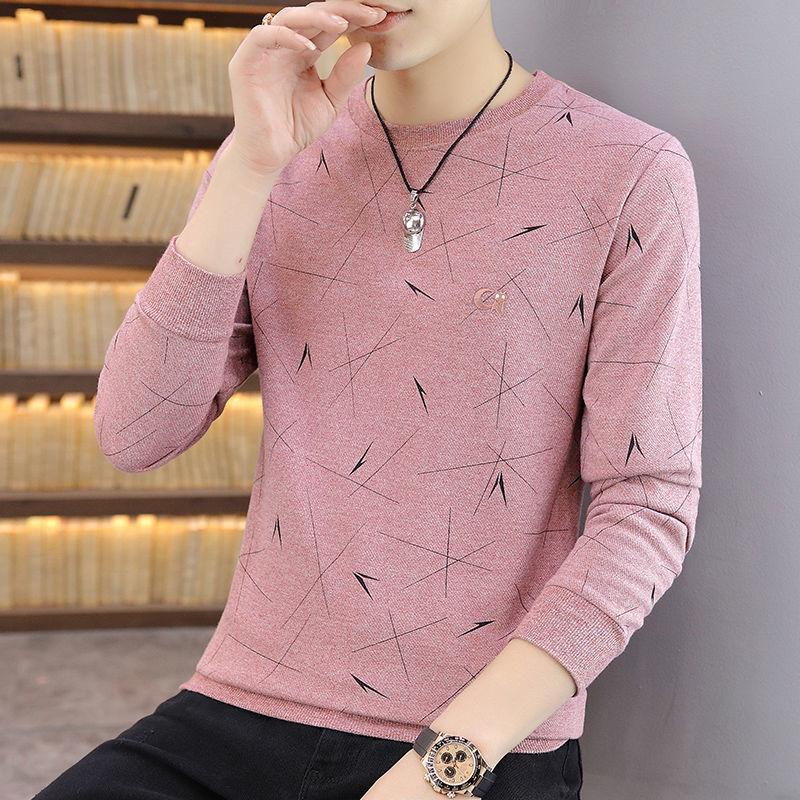 Men's Casual Long-sleeved T-shirt Spring and Autumn Korean Version of The Bottoming Shirt Youth Handsome Top Trend Sweater