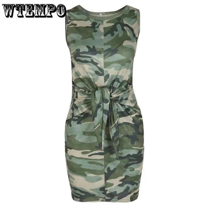 Bandage Dresses for Women Summer Camouflage Sleeveless Sexy Slim fit Beach Maxi Dress Cotton Casual Clothes