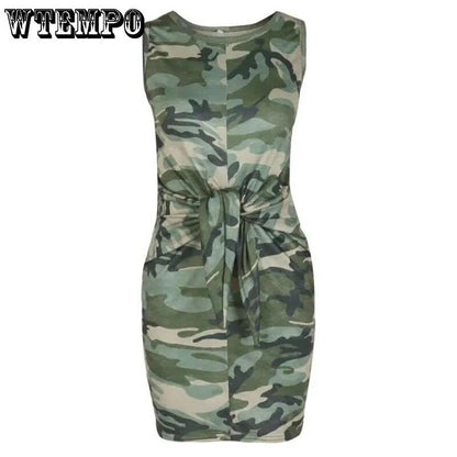 Bandage Dresses for Women Summer Camouflage Sleeveless Sexy Slim fit Beach Maxi Dress Cotton Casual Clothes
