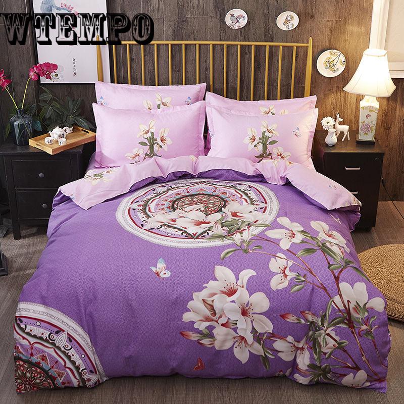 4Pcs/Set Classic Comforter Bedding Set Bed Linen Cotton Duvet Cover Set Home Textile
