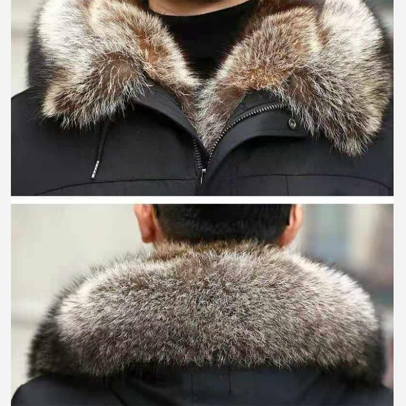 Winter Men's Mink Fur Parka Clothing Liner with Detachable Fur One Mid-length Imitation Fur Coat