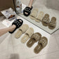Autumn and Winter Ladies Fashion Cotton Slippers Warm Flat Shoes Indoor and Outdoor Casual Shoes