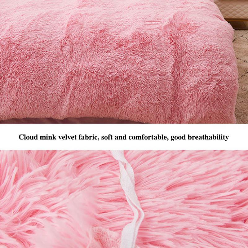 Coral Fleece Four-piece Set Mink Fleece Thick Flannel Double-sided Fleece Plush Quilt Cover Crystal Fleece Home Bedding Set