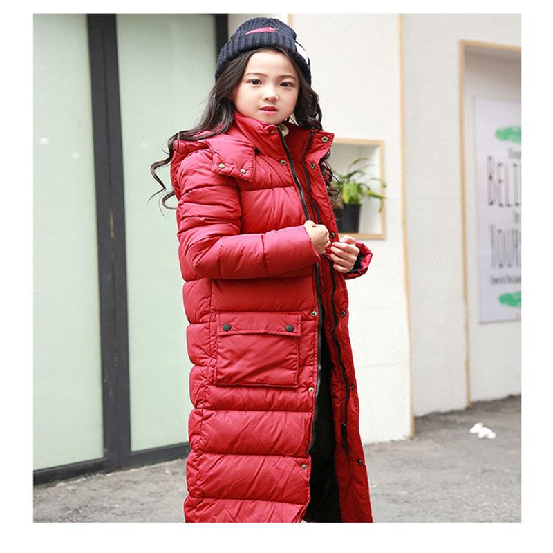 Girls' Warm Cotton-padded Jacket Winter Clothes Plus Velvet Thick Mid-length Down Cotton Jacket