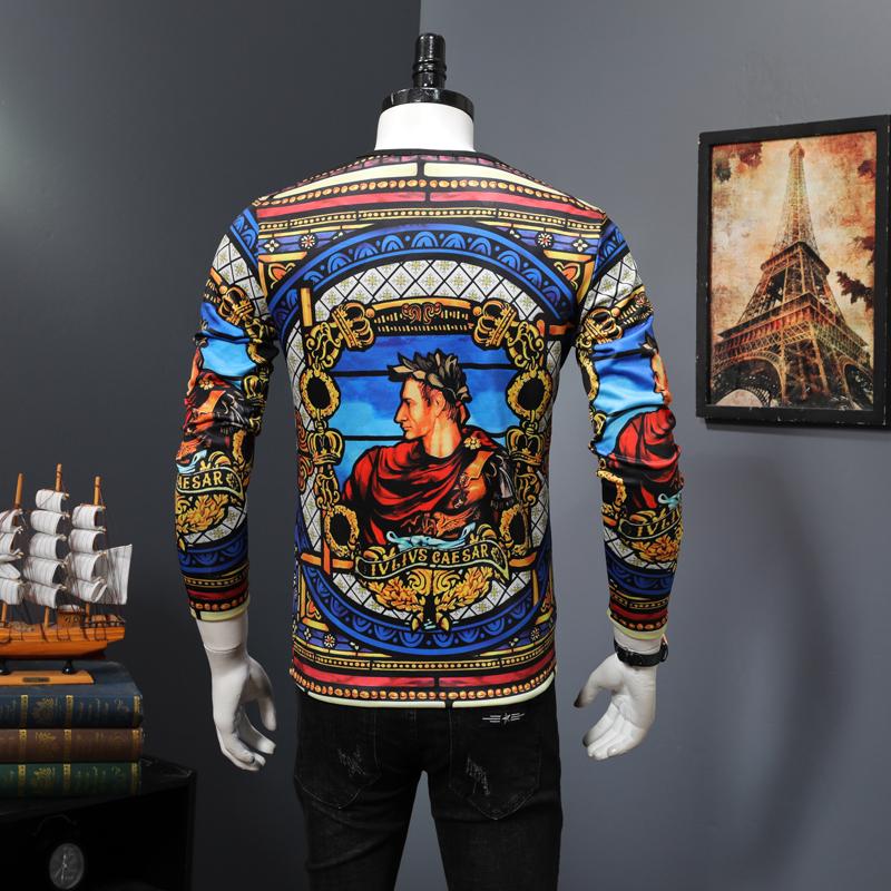 Autumn and winter long-sleeved T-shirt sweater men's personality 3D printed round neck T-shirt