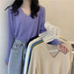 Knit Blouse Women Autumn and Winter Slim Core-spun Yarn Bottoming Shirt V-neck Long-sleeved Sweater