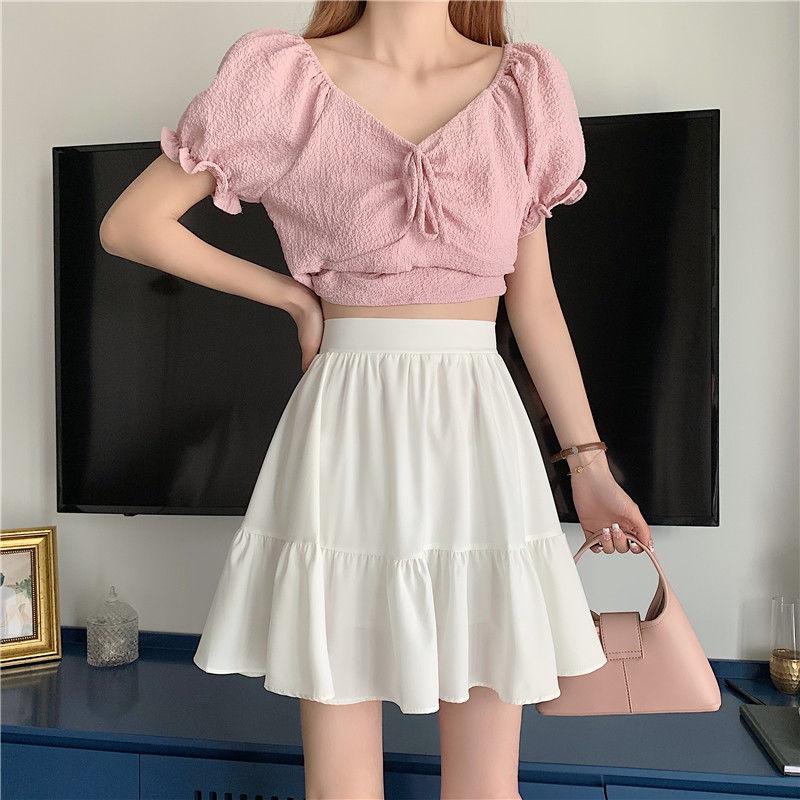 Black Skirt Women's Summer High Waist Umbrella Skirt White Skirt A-line Short Skirt