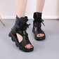 Soft Leather Women's Sandals Spring and Summer Platform Women's Shoes Fish Mouth Flat Roman High-top Sandals