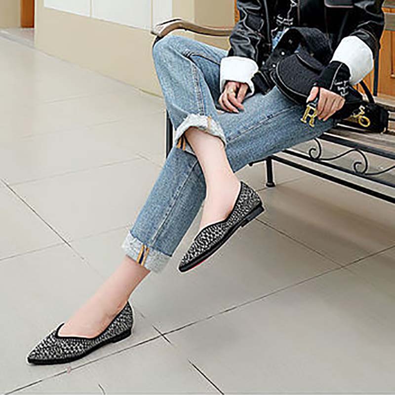 Summer Flat Shoes All-match Shallow Mouth Pointed Toe Single Shoes Women Fashion Scoop Shoes Soft Sole Peas Shoes Women