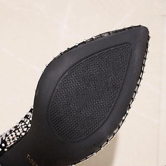 Women's Knee High Boots Cool Boots Rhinestone Hollowed Out Mesh Boots High Thin Heels Pointed High Heels