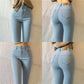 Large Size Elastic High Waist Jeans Women's Skinny Elastic Slim Denim Trousers Vintage Washed Hip Lift Pencil Denim Pants