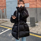 Women's Winter Korean Loose Quilted Coat Warm Stand-collar Down Jacket Women's Glossy Mid-length Down Jacket