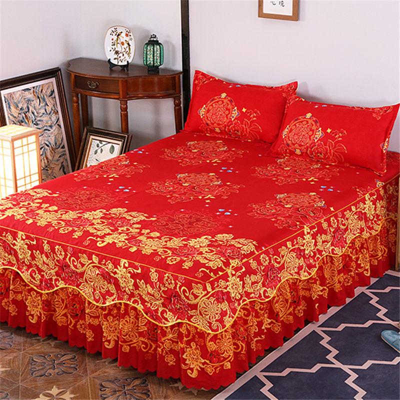 Skin-friendly Solid Color Bedspread Bed Cover Bedroom Household Sanding Bed Skirt Bedroom Student Dormitory Sheets