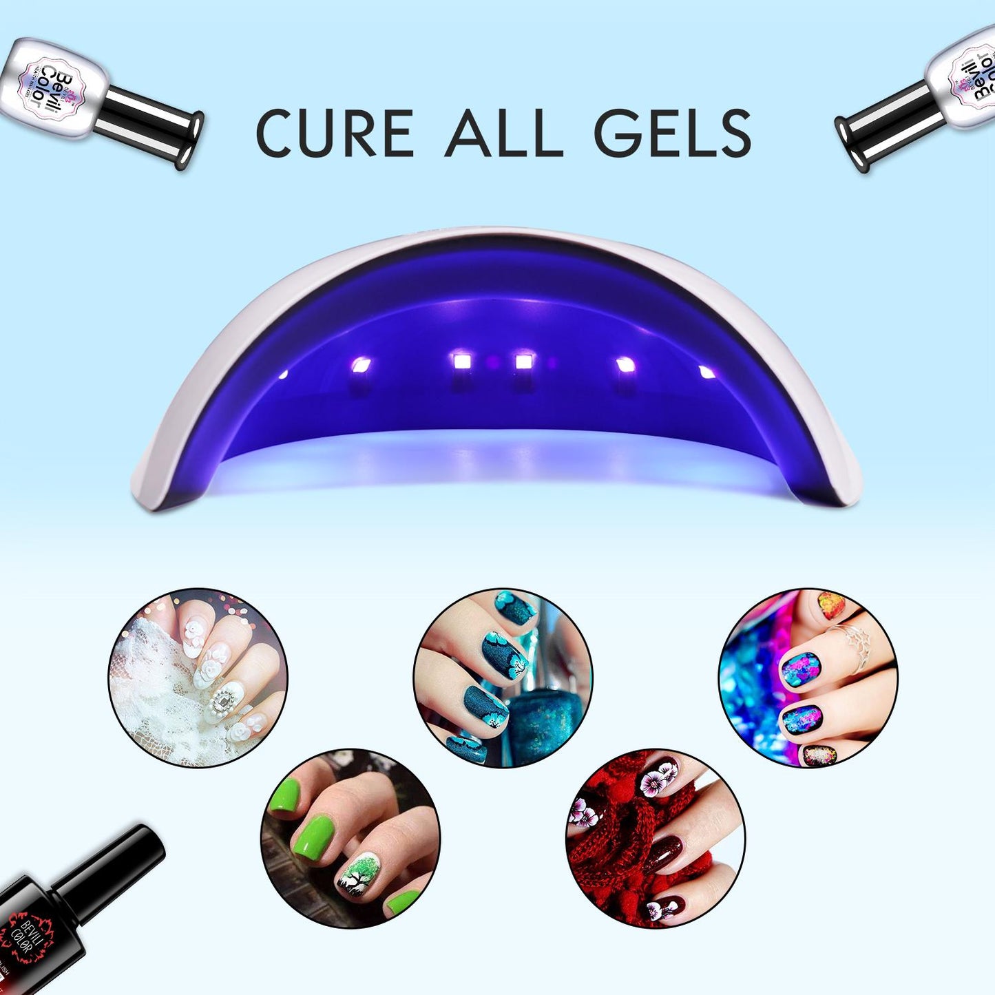 Manicure Set Kit 36W led UV Lamp Dryer 25pcs Soak Off Nail Gel Polish Nail art Set nail dryer set