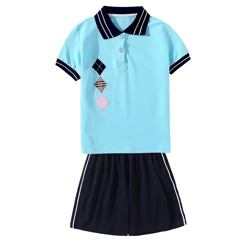 Primary School Kindergarten Uniforms Summer Short-sleeved School Uniform Suit British College Style Class Clothes