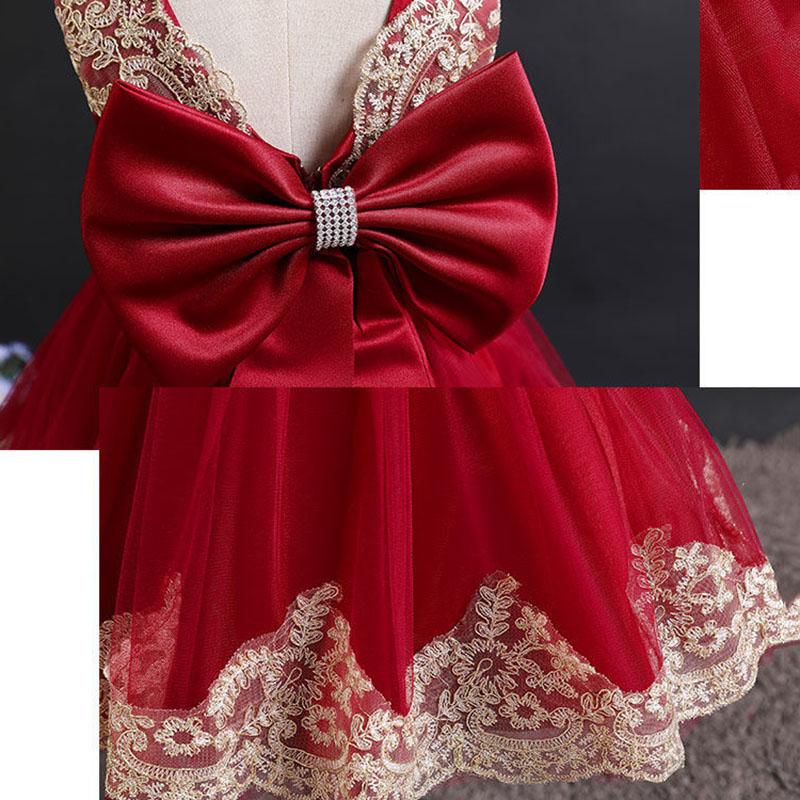Children's Dress Skirt Girl Baby Lace Bow Dress Temperament Sleeveless Open Back Lace Plaid Skirt Tutu Skirt Waist A-line Skirt