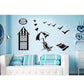 Black cage sea beach seagull removable pvc wall sticker bedroom living room kindergarten wallpaper