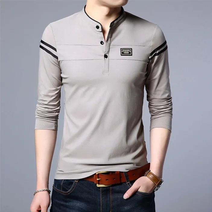 Men's Long-sleeved Polo Shirt Stand Collar Lapel Stripes Sweatshirt Bottoming Shirt Loose Casual Solid Color Shirt