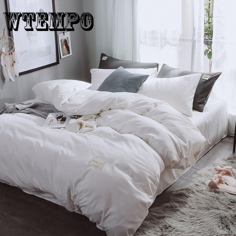 Solid Color Four-piece Can  Bedding Dormitory Quilt Cover Sheet Set of Four